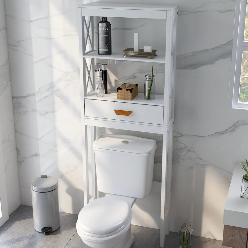 Meuble de rangement WC avec un tiroir et 2 étagères