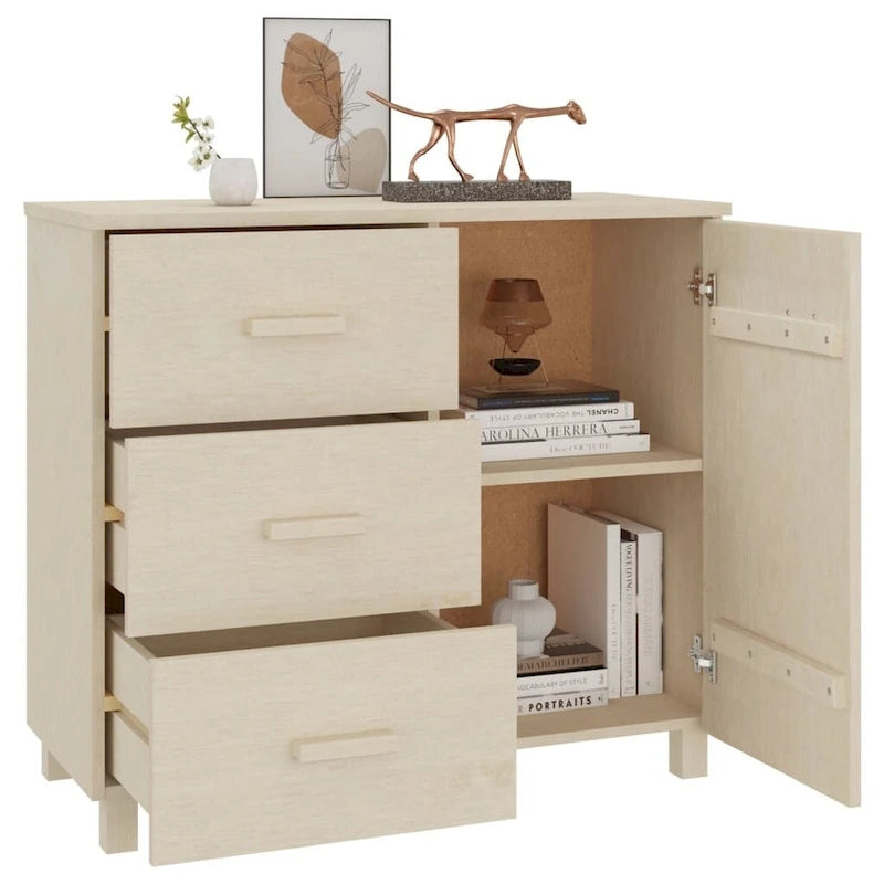 Buffet de cuisine en pin massif avec rangements - 89,9x39,9x80 cm