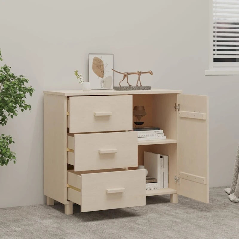 Buffet de cuisine en pin massif avec rangements - 89,9x39,9x80 cm