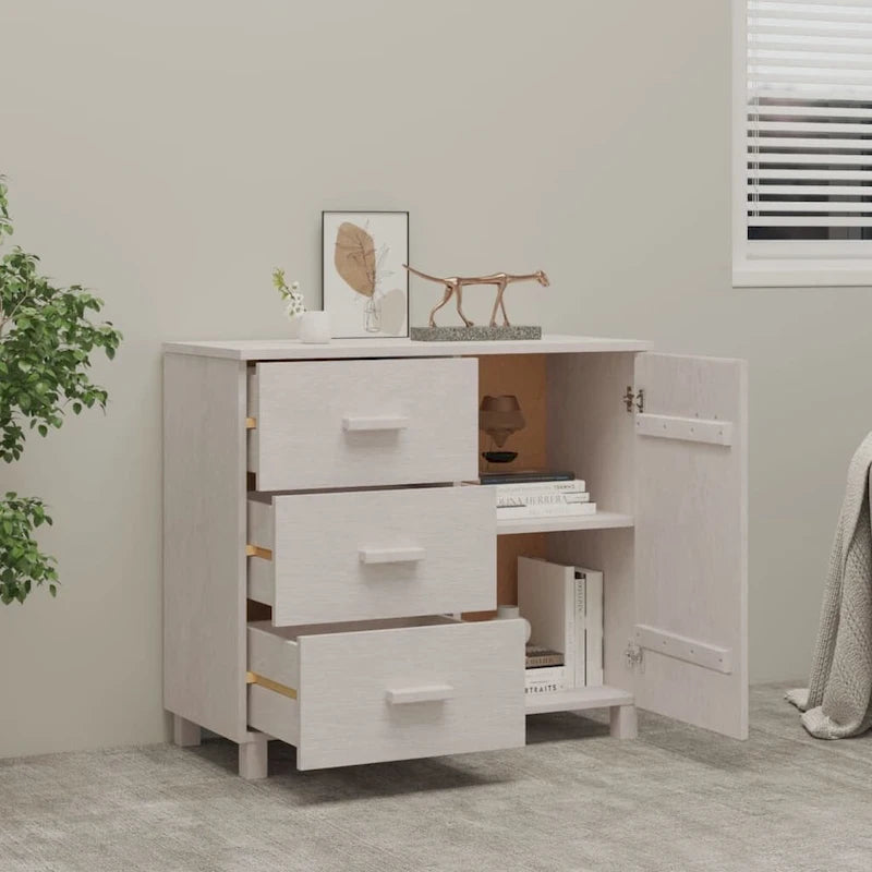 Buffet de cuisine en pin massif avec rangements - 89,9x39,9x80 cm