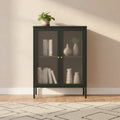 Bahut anthracite 75x35x105 cm Acier et verre