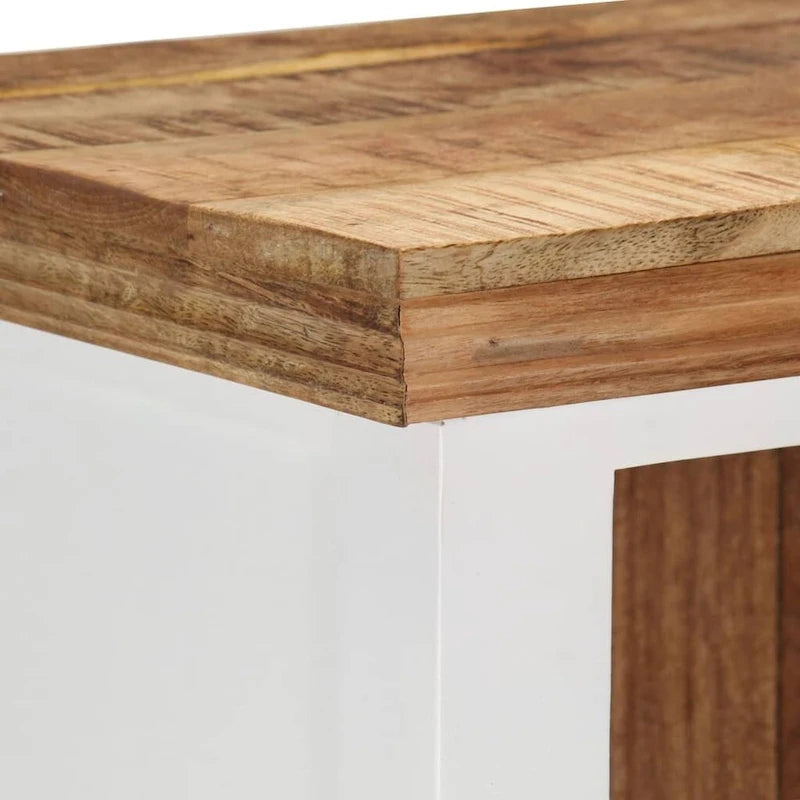Highboard Marron&Blanc 40x30x110 Bois massif Mangue et Acacia - 40 x 30 x 110