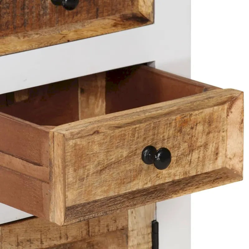 Highboard Marron&Blanc 40x30x110 Bois massif Mangue et Acacia - 40 x 30 x 110