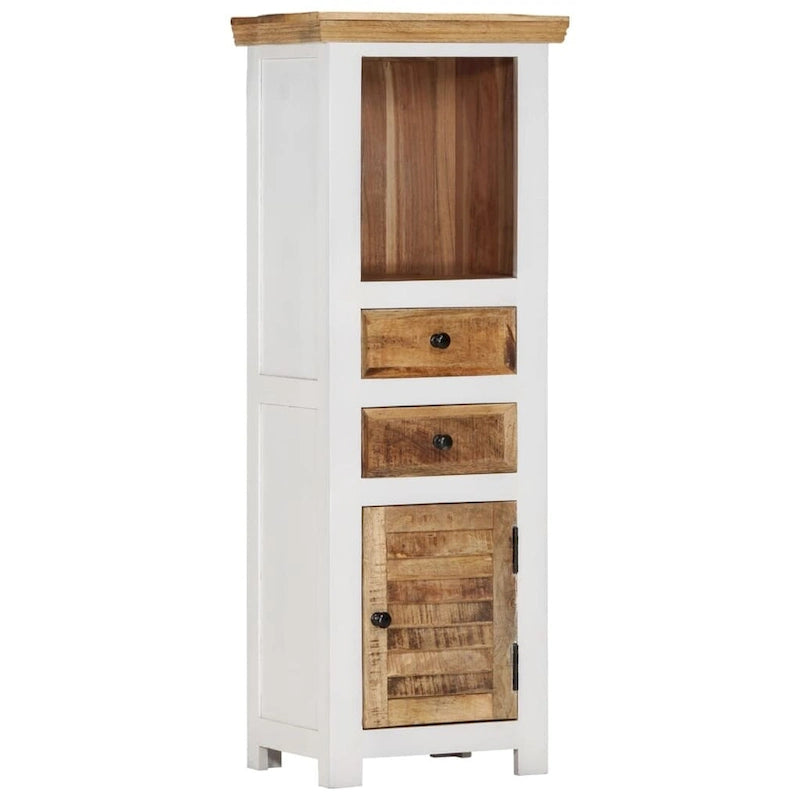 Highboard Marron&Blanc 40x30x110 Bois massif Mangue et Acacia - 40 x 30 x 110