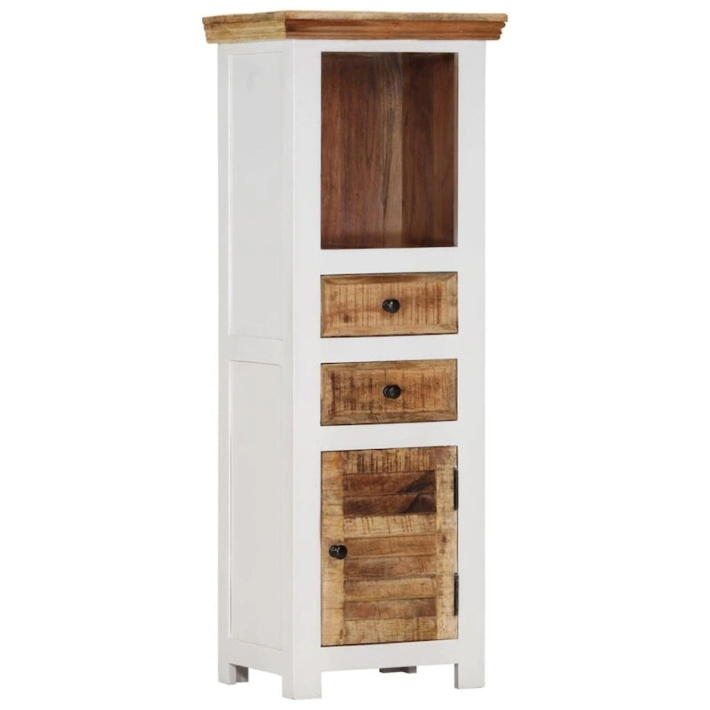 Highboard Marron&Blanc 40x30x110 Bois massif Mangue et Acacia - 40 x 30 x 110