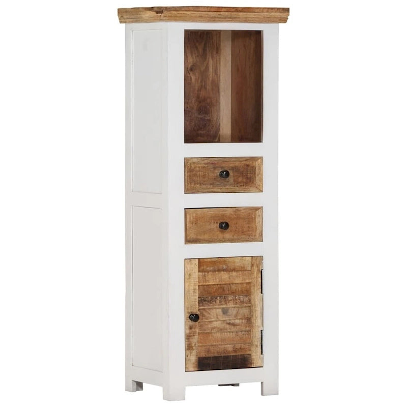 Highboard Marron&Blanc 40x30x110 Bois massif Mangue et Acacia - 40 x 30 x 110