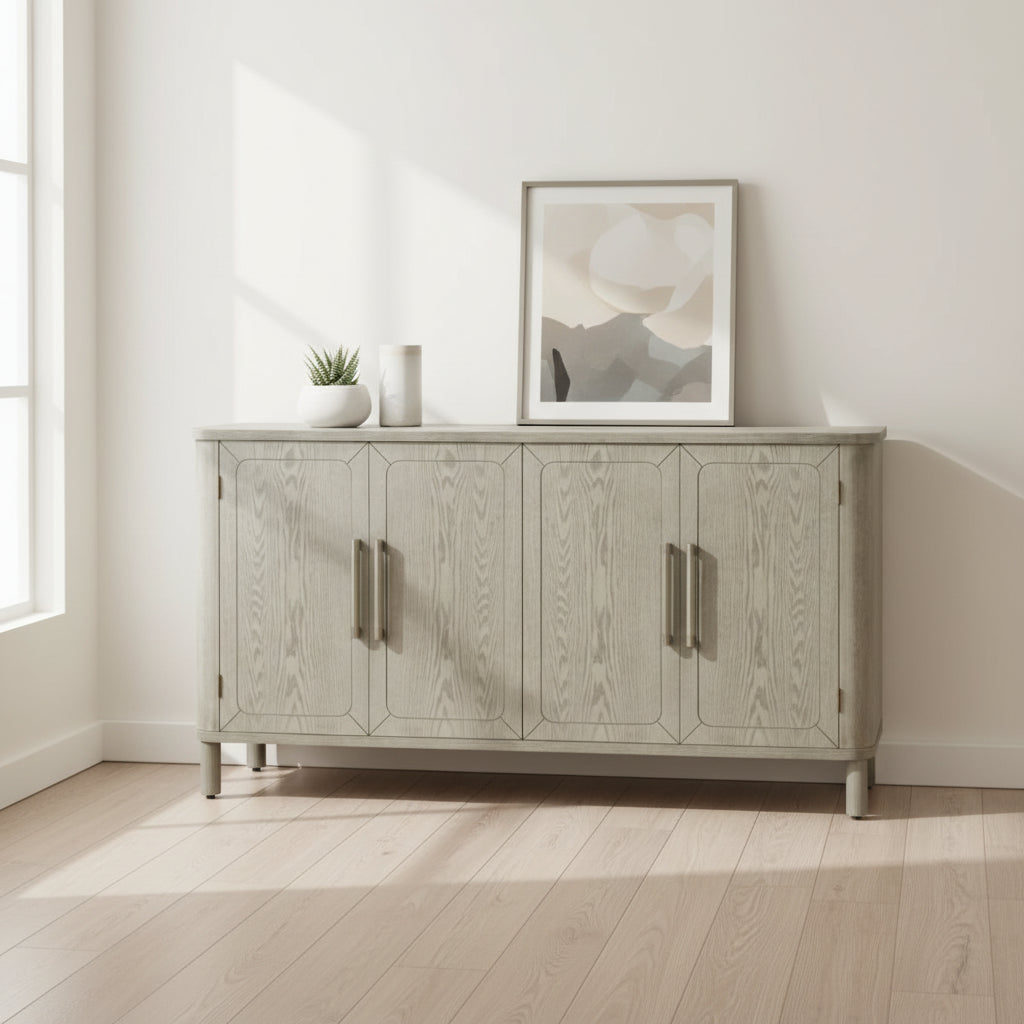 Meuble de rangement sous plan incurvé à quatre portes