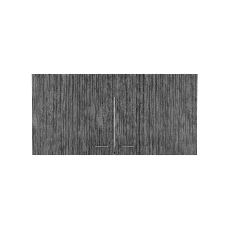 Armoire murale, deux étagères, double porte, finition blanc/gris clair, haute qualité et durable