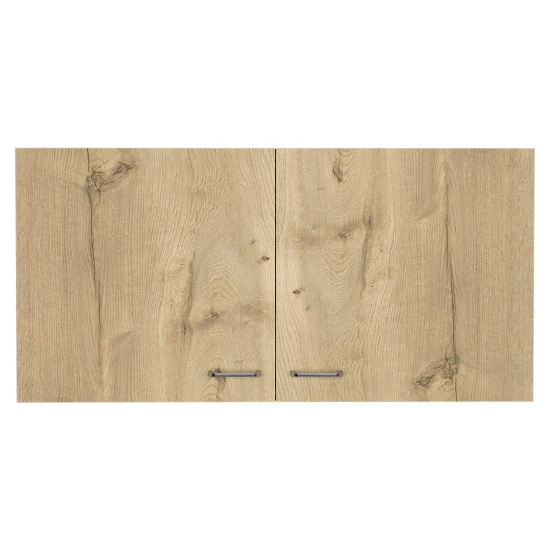 Armoire murale, deux étagères, double porte, finition blanc/gris clair, haute qualité et durable