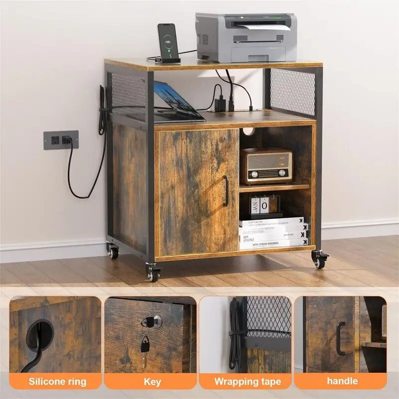Classeur à roulettes avec serrure – 65P x 13L x 49H cm