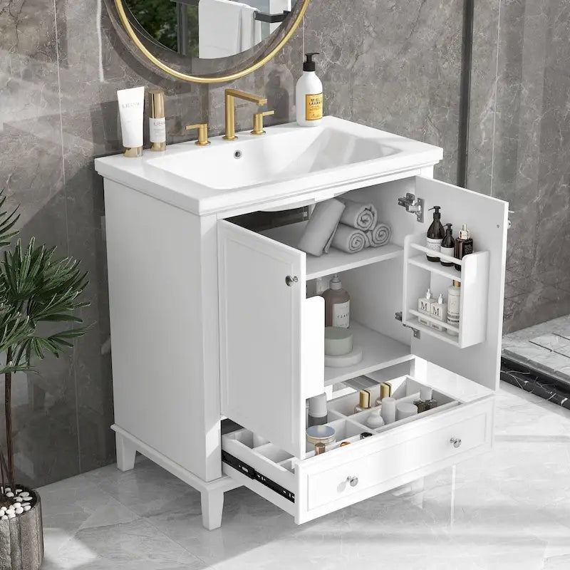 Meuble de salle de bain avec portes et tiroir