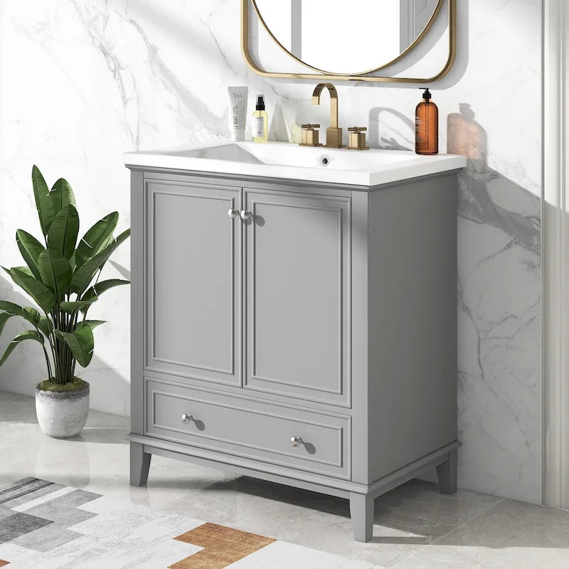 Meuble de salle de bain avec portes et tiroir