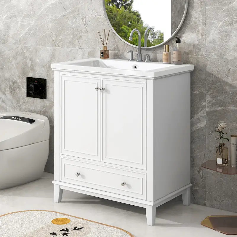 Meuble de salle de bain avec portes et tiroir