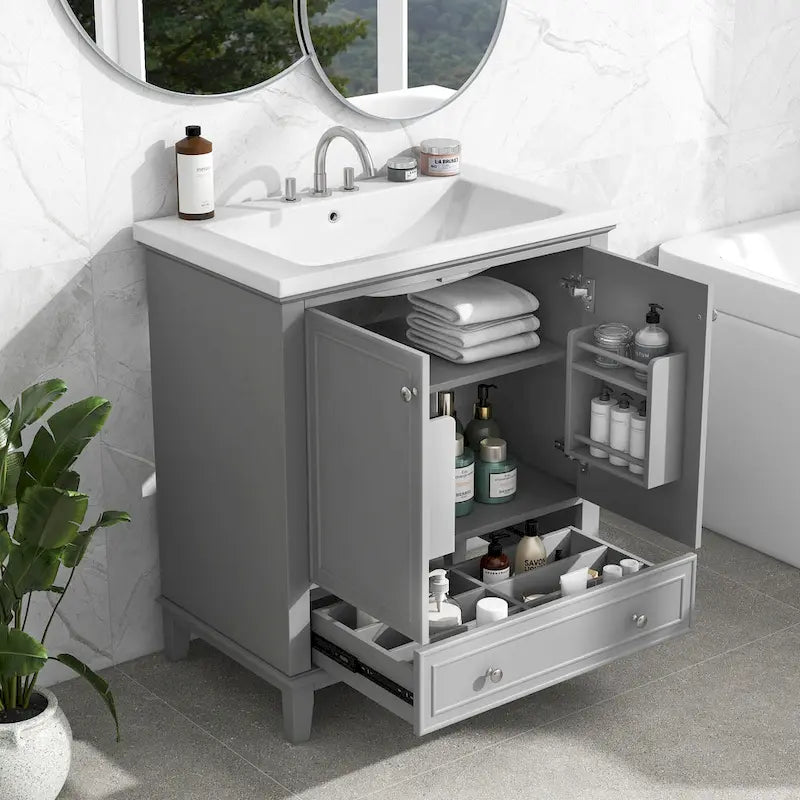 Meuble de salle de bain avec portes et tiroir