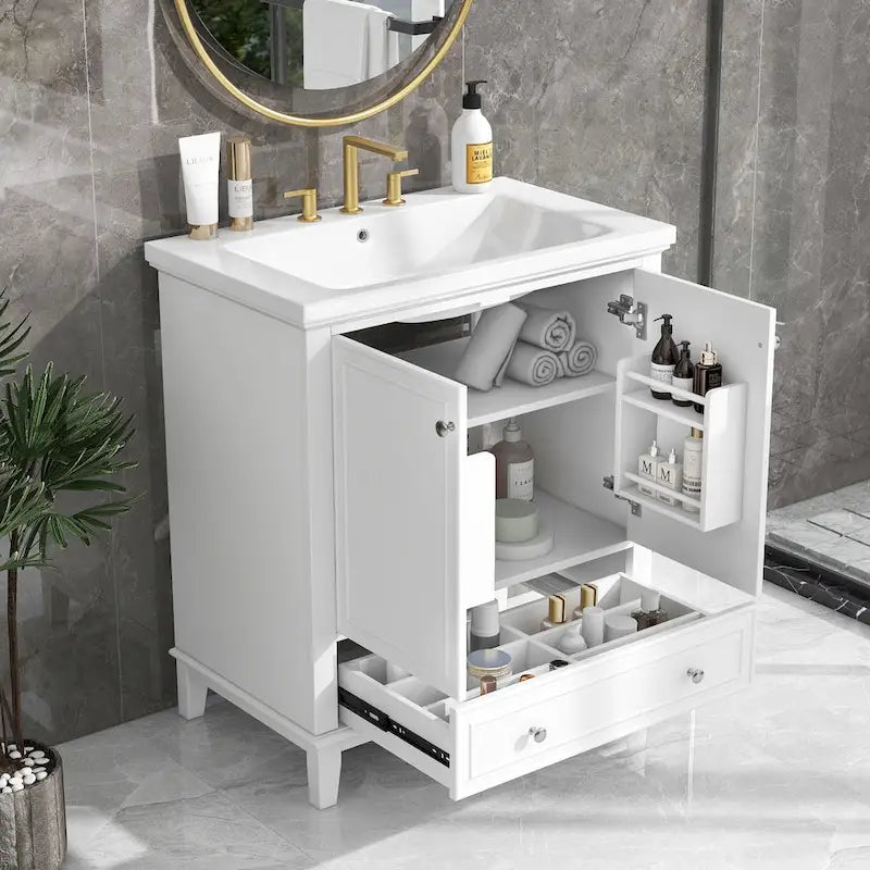 Meuble de salle de bain avec portes et tiroir