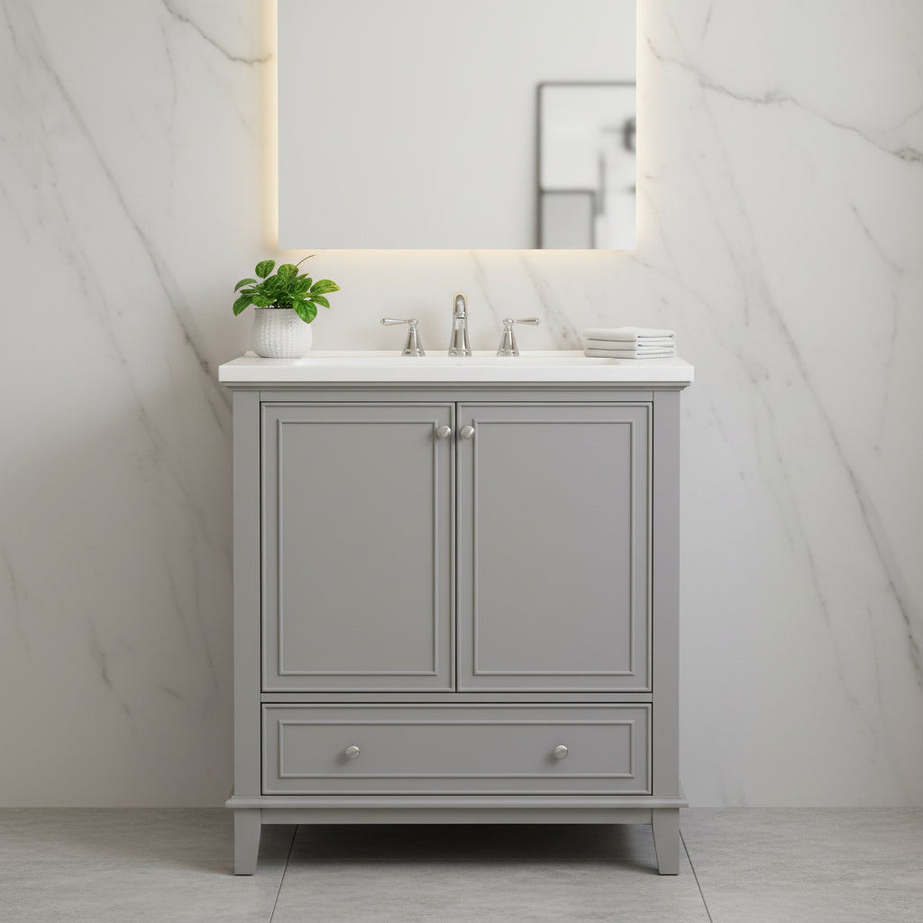 Meuble de salle de bain avec portes et tiroir