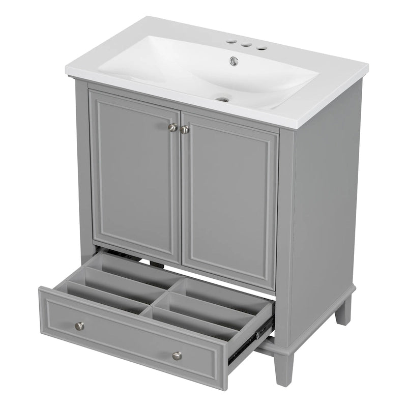 Meuble de salle de bain avec portes et tiroir