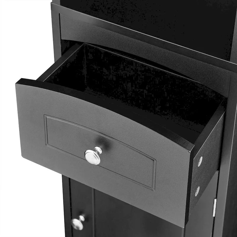 Colonne de salle de bain, Meuble de rangement sur pied avec tiroir, Panneau MDF, Étagère réglable, Noir