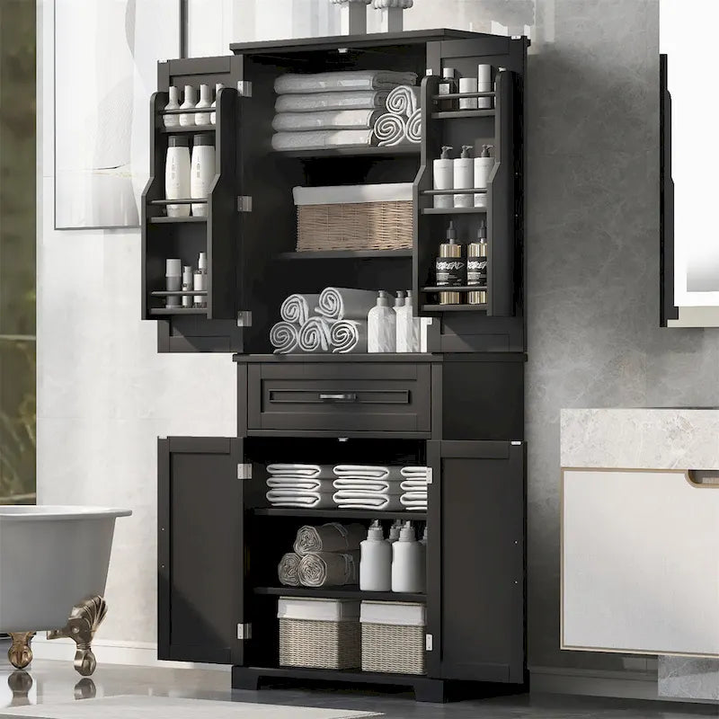 Meuble de rangement de salle de bain avec portes et tiroir