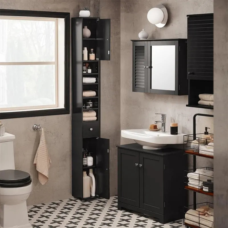 Meuble haut de salle de bain noir - 7,87P x 7,87L x 70,87H