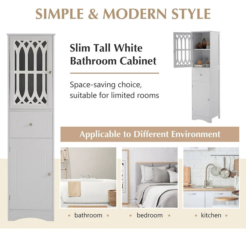 Meuble de salle de bain en bois 2 portes de 64 po avec tablettes ajustables