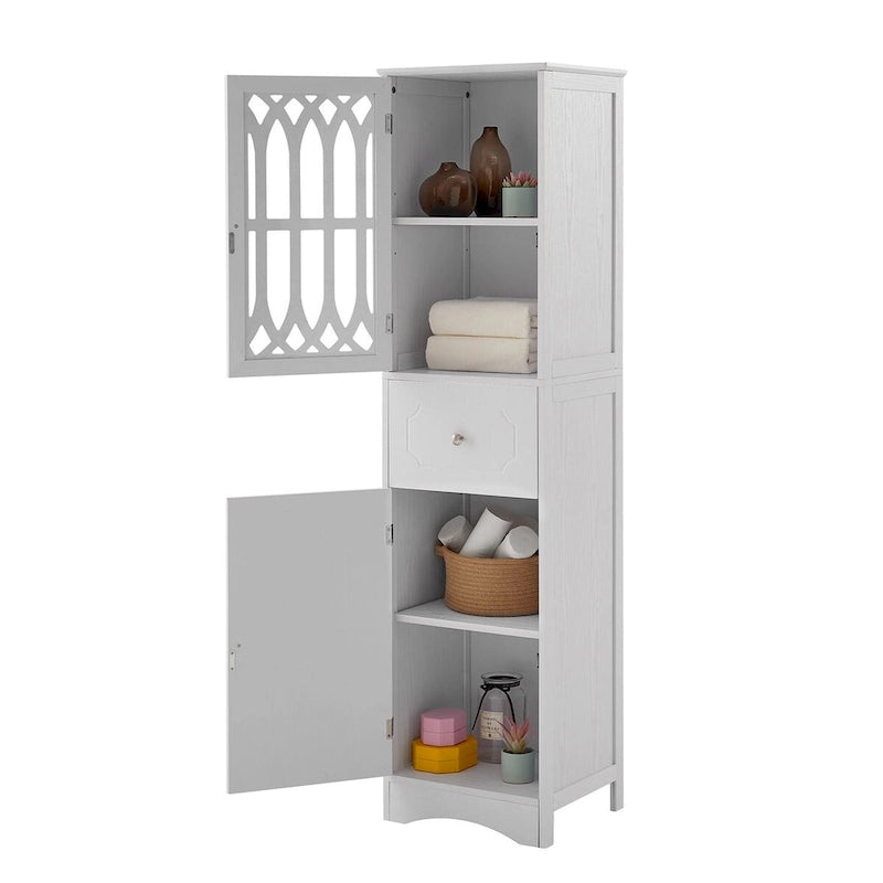 Meuble de salle de bain en bois 2 portes de 64 po avec tablettes ajustables