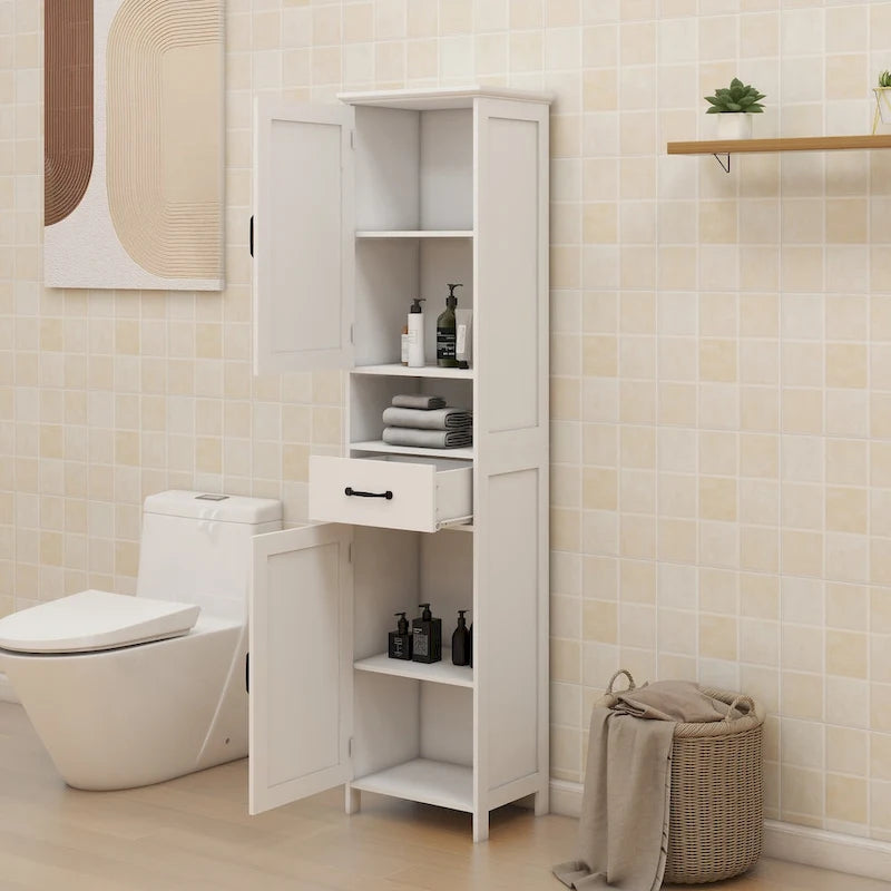 Meuble colonne étroit à double porte de hauteur réduite - 40L * 30l * 165H cm