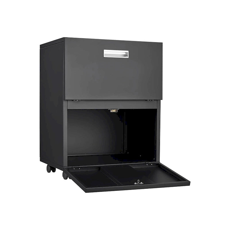 Meuble de bureau Armoire de photocopieur noire 2 portes Meuble photocopieur en acier Caisson mobile pour imprimante