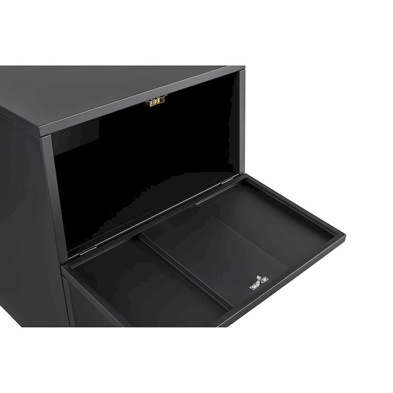 Meuble de bureau Armoire de photocopieur noire 2 portes Meuble photocopieur en acier Caisson mobile pour imprimante