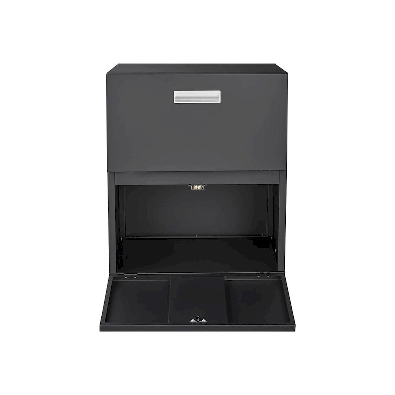 Meuble de bureau Armoire de photocopieur noire 2 portes Meuble photocopieur en acier Caisson mobile pour imprimante