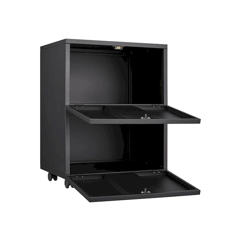 Meuble de bureau Armoire de photocopieur noire 2 portes Meuble photocopieur en acier Caisson mobile pour imprimante